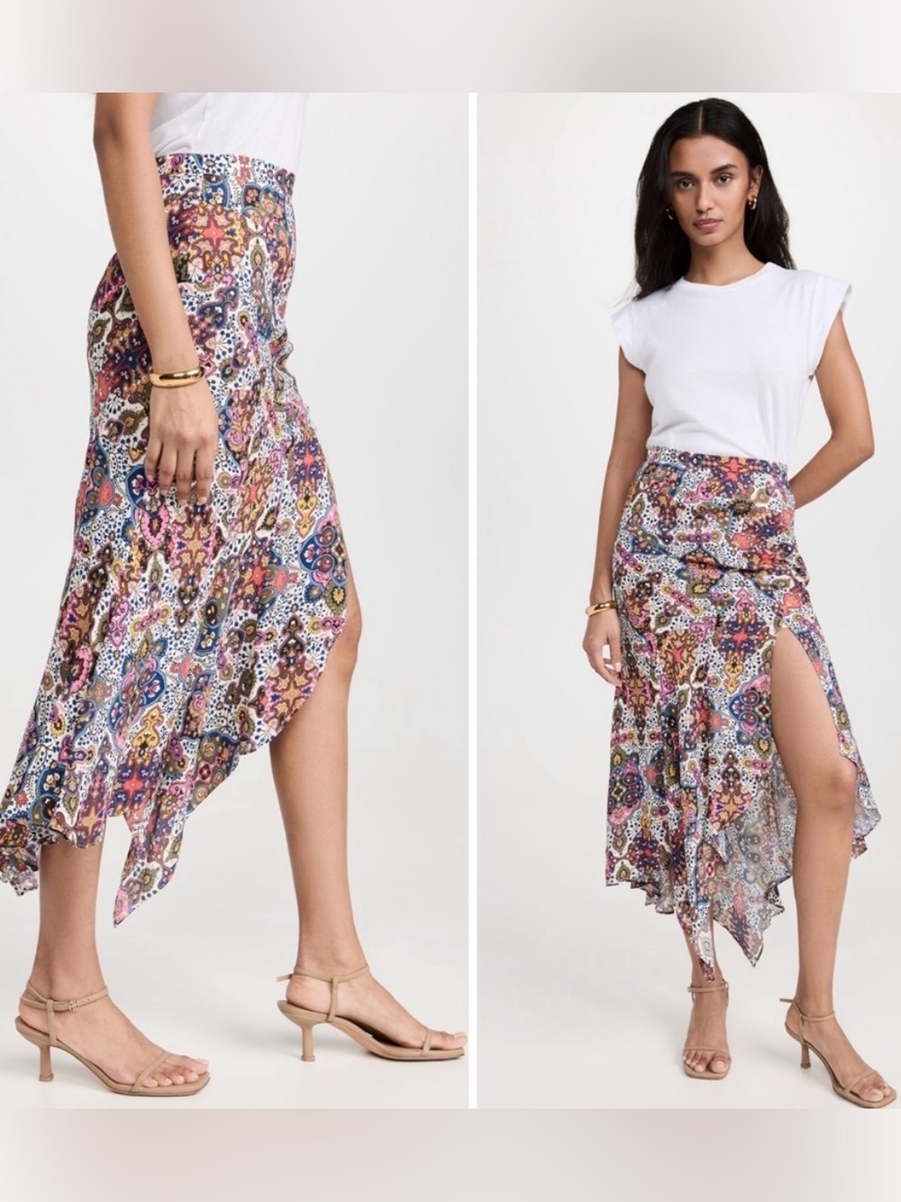 ✨Veronica Beard Euro Summer Midi Side Slit Boho Festival Summer Midi Skirt | S